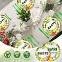 350 Pcs Dinosaur Baby Shower Party Favor Rawr Its a Boy Disposable Tableware Napkins Cups Knives Forks Spoons for 50 Guests Dino Birthday Party Decoration (Green)