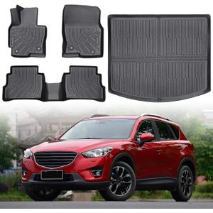 Floor Mats & Cargo Liner Compatible with 2013-2016 Mazda CX-5,All Weather Protection,Waterproof,Anti-Slip TPE Floor Mats & Trunk Mat for 2013 2014 2015 2016 Mazda CX5 Accessories