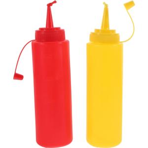 BESPORTBLE 2pcs Ketchup & Mustard Fake Novelty Squirt Bottles, Wear-Resistant Home Supply for Parties Interactive Realistic Spilled Condiment Props for Halloween Christmas and April Fool's Day