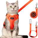 Cat Harness and Leash for Walking Escape Proof Soft Adjustable Cat Leash Breathable Comfortable Vest Easy to Wear Kitten Harness for Outdoor Travel, Orange, M (M (13-18lb))
