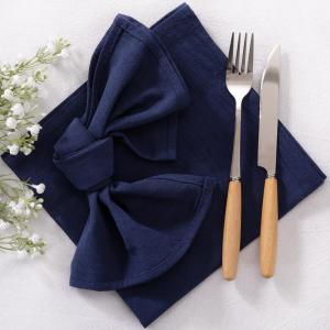 LINXTAR Cloth Napkins Navy Blue Cotton Napkins Set of 6 17"x17" Washable Reusable Cotton Napkins for Fall Autumn Wedding Party Banquet Baby Shower Home Dining Table Decor