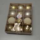 Christmas Tree Ornaments Decorations Set-12ct 3.14 Inch White Gold Velvet Ornaments for Christmas Tree Shatterproof Hanging Ball Ornament Bulk,Xmas Tree Tabletop Decorations for Holiday Decor