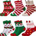 6 Pairs Christmas Fuzzy Socks for Women Cozy Warm Fluffy Winter Slipper Socks Cute Funny Holiday Gifts for Family Friends