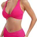 Bellecarrie Women's V Cut High Waisted Bikini Bottom Tummy Control Full Coverage Swimsuit (L)