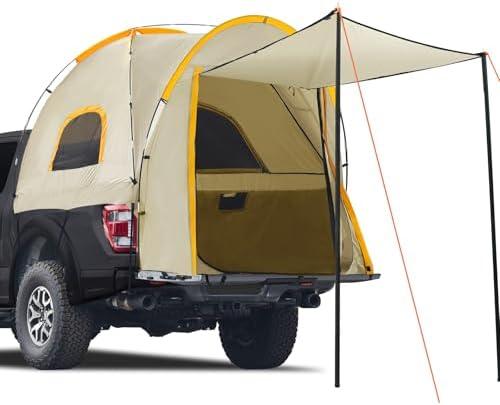 Pickup Truck Tent with Awning Shade,Waterproof PU5000mm Oxford for 6.4-6.7 FT Truck Bed for Camping Travel Outdoor Activities for Chevy Silverado,Dodge Ram,Ford F-Series,GMC Sierra,Titan,Tundra