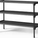 Kitsure Shoe Rack - Premium Non-Woven Shoe Rack Shelf, Shoe Organizer for Closet, Entryway, Garage & Corridor, Sturdy & Durable Long Stackable Shoe Shelves, Medium, Black