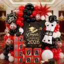 2026 Graduation Decorations Class of 2026 Red and Black Balloons Arch kit with Balloons Boxes, Congratulations Grad Party Decor Gold Confetti Balloon Explosion Star Certificate Trophies Foil Balloon