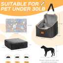 HiPetpy Dog Car Seat for Small Dog, Booster Seat for Dogs Under 30lb, 6" Elevated Pet Seat with Pockets, Anti-Slip Bed for Car, Perfect for Front & Back Seats with Safety Leash (Black/Grey, Medium)