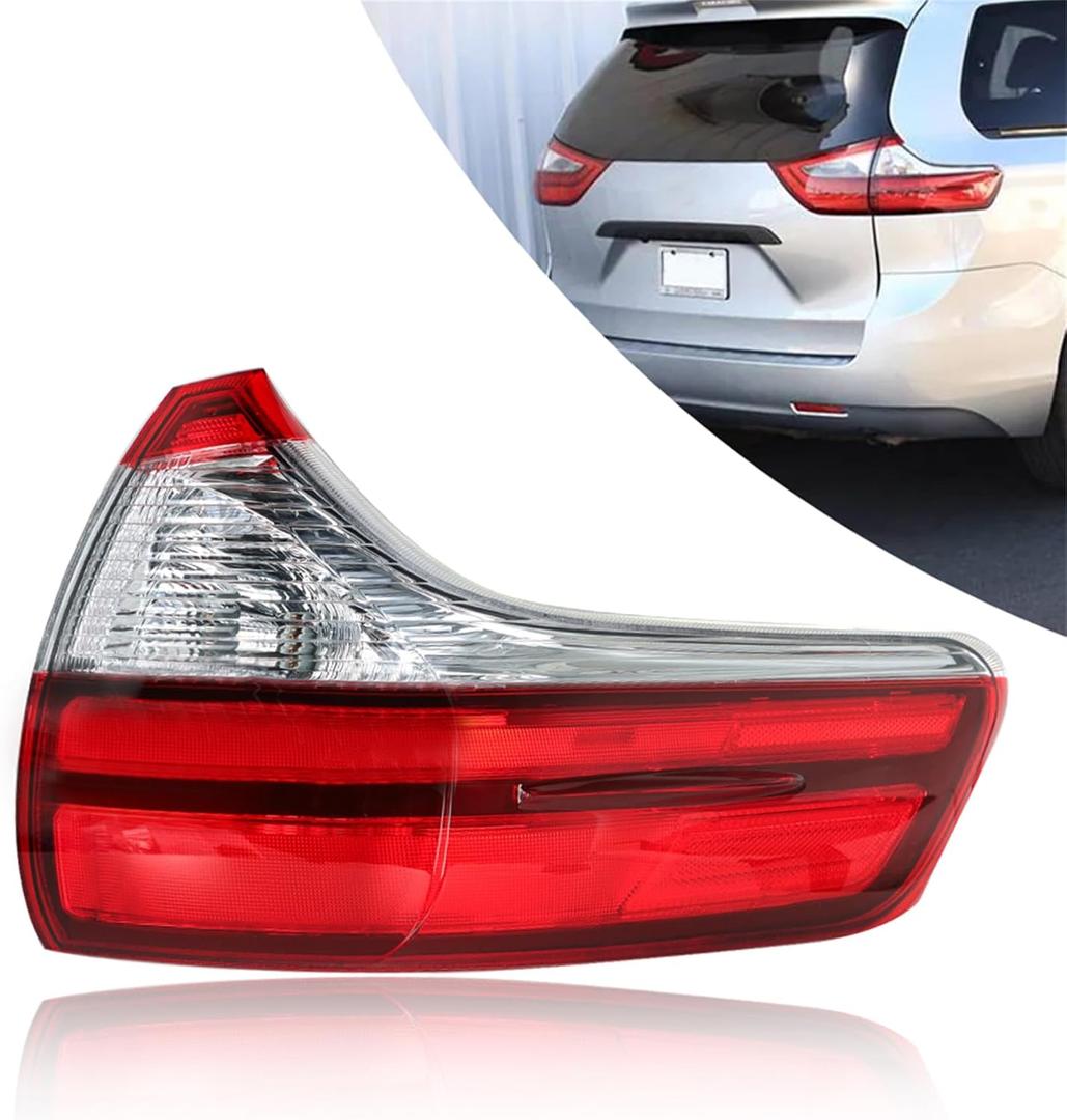 Silscvtt Passenger Side Outer Rear Brake Tail Light Assembly Replacement for 2015-2020 Toyota Sienna Base/L/LE/XLE/Limited Models Red Lens Right Tail Lamp 8155008050 TO2805123