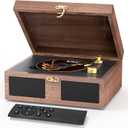 CD Player with Built-in Speakers Portable with Bluetooth Input&Output Nostalgic Desktop CD Players for Home Music Box Player with Stereo Sound Remote Control Brown