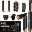 5 in 1 Blow Dryer Brush,Hair Dryer Brush with Detachable Air Styler,Negative Ionic Magic Hair Styler,Hot Air Brush for Women Volumizer,Straightener,Drying