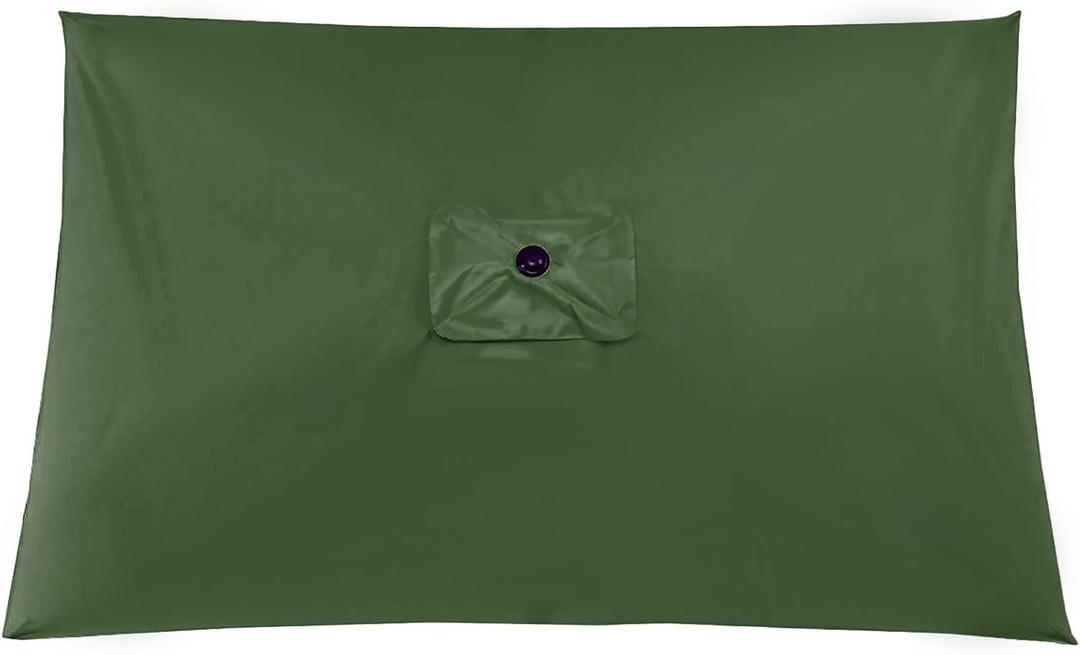 Rectangular Umbrella Canopy Replacement 6 Ribs, Fade Resistant Replacement Umbrella Canopy, Heavy Duty Polyester Fabric Outdoor Shade Canopy Cover for Market Table Cantilever Parasol Top Cover(Green)