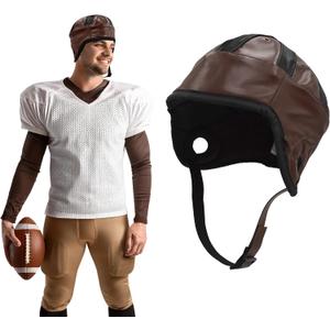 Vintage Brown Retro Football Helmet Classic Faux Leather Old-Time Style Helmet for Costume Tailgating Movie Props & Themed Parties Adult One-Size Fits Most 1920s-Inspired Headgear