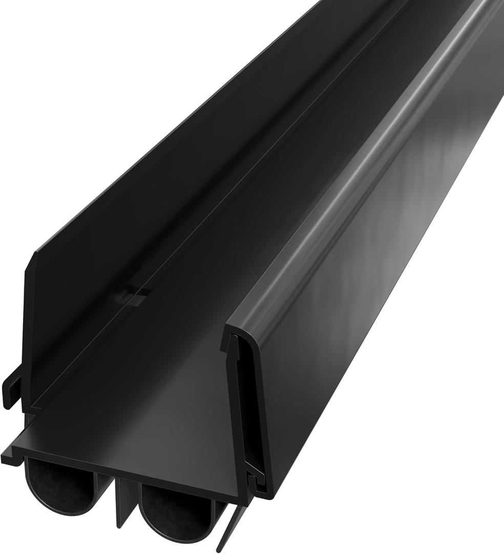 36 Inch Black, Adjustable Double Bubble Door Sweep for Exterior Doors, Under Door Seal with Drip Edge and Punched Drainage Channel, Pre-Notched for Weatherstripping, Trim-to-Fit Avodah Hardware