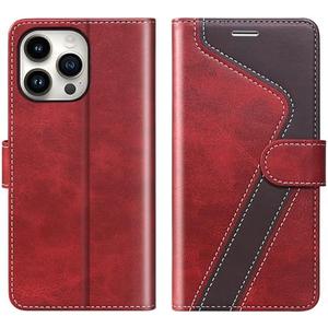 CIVICASE for iPhone 15 Pro Max(6.7inch) Wallet Case,Leather Flip Case RFID Blocking Credit Card Holder Folio Magnetic Stand TPU Shockproof Cover Compatible with iPhone 15 Pro Max Red Brown