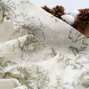 jinchan Ruffled Floral Valance Linen Shabby Chic Small Window Curtain 18 Inch Farmhouse Kitchen Valance for Bedroom Living Room Decor Cottage Rustic Window Treatments 1 Panel Green on Beige