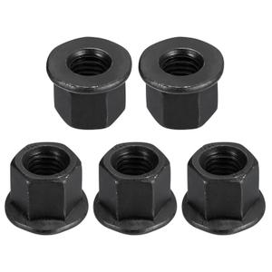 uxcell M12 Flange Hex Nuts, 5pcs Grade 10.9 Carbon Steel Black Oxide Finished Hex Flange Nuts for Machinery