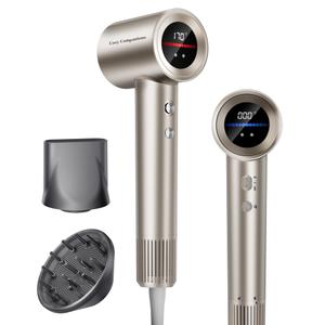 Cosy Companions Hair Dryer - Negative Ionic Blow Dryer with 150000 RPM High Speed Brushless Motor for Fast Drying, Low Noise, HD Display Hair Dryer with Diffuser and Nozzle, 5 Temps & 2 Speeds