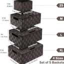 Storage Bins Baskets for Organizing with Lids, Storage Baskets for Shelves Stackable Woven Basket, Gift Small Basket Storage Cubes, Decorative Wicker Basket with Built-in Handles (5 Pack, Brown)