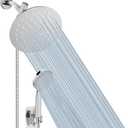 NearMoon Shower Head with Hose, High-Pressure Stainless Steel 8'' Rain Shower and 5 Settings Handheld Shower Spray Combo with Push Button Flow Control for Easy Operation (Chrome)