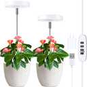 2 Pack LED Grow Lights for Indoor Plants, Full Spectrum Plant Light with Adjustable Height 7.8"-26", 3 Colors 5 Dimmable, Auto Timer 3/9/12H, Plant Growing Lamps with Succulents Herbs