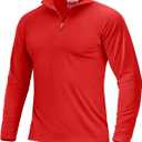 Boladeci Men's UPF 50+ Sun Shirts 1/4 Zip Long Sleeve SPF UV Protection Lightweight Quick Dry Quarter Zip Golf Shirts (Tomato Red)