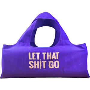 Yoga Bag, Exercise, Tote, Large Carrier, Shoulder Strap, Inner Pocket, Fits Most Mats, Recycled Cotton Canvas (Purple-Let That Go)