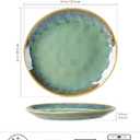 Henten Home Ceramic Dessert Plates, 8.5 Inch Salad Plate Set of 4, Porcelain Snack Serving Dishes for Cake, Kitchen, Microwave & Dishwasher Safe, Reactive Glaze (Green)