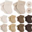 Twistover 10 Pairs Preemie Baby Terry Cotton Turn Cuff Socks for Newborn Girls Boys - Nicu(Maillard Color, Preemie)