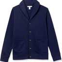 Amazon Essentials Men's Long-Sleeve Fleece Shawl-Collar Cardigan (Large, Navy)