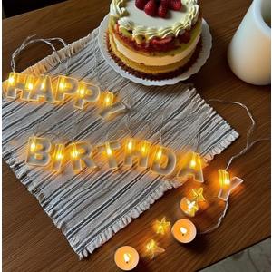 "Happy Birthday LED String Lights, Warm White Light Up Letter Party Hanging Decorations (1.2" Letter Size, 8.2ft Long, Battery Not Included) (Happy Birthday String Lights)
