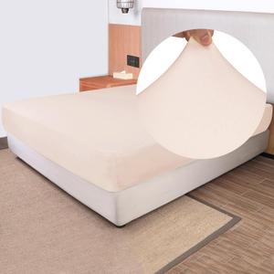 Queen Size Fitted Sheet Only - 4-Way Stretch Jersey Knit, Snug Fit, Wrinkle Free & Stay in Place, No More Slipping Off for Mattress, Soft & Comfortable - Blush Pink, Queen (Queen/Short Queen/Queen XL)