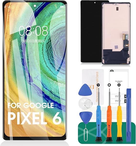 OLED for Google Pixel 6 Screen Replacement for Google Pixel 6 LCD Digitizer for Google Pixel 6 Touch Screen Display Assembly Repair Kits with Frame GB7N6 G9S9B16 (with Fingerprint, Not Original)