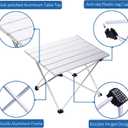 Grope Small Folding Camping Table with Aluminum Table Top, Beach Table for Sand with Carrying Bag,Prefect for Outdoor, Picnic, BBQ, Cooking, Festival (Silver-M)