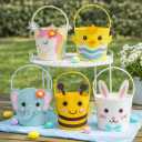 Easter Basket for Kids, Large Cute Animal Gift Basket with Premium Packaging for Egg Hunt, Candy & Toy Gifts, Nursery Toy Storage, Photo Prop & Spring Decorations (Bee Yellow)