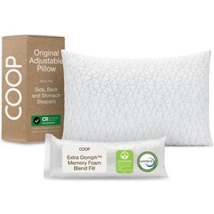 Coop Home Goods Original Adjustable Pillow, Queen Size Bed Pillows for Sleeping, Cross Cut Memory Foam Pillows - Medium Firm Back, Stomach and Side Sleeper Pillow, CertiPUR-US/GREENGUARD Gold