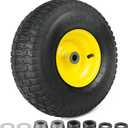 LotFancy 15x6.00-6 Lawn Mower Tires, 15x6-6 Front Tire Replacement for Craftsman/John Deere/Cub Cadet Riding Mowers, 4 Ply Pneumatic, 3" Centered hub, 3/4" Bushing