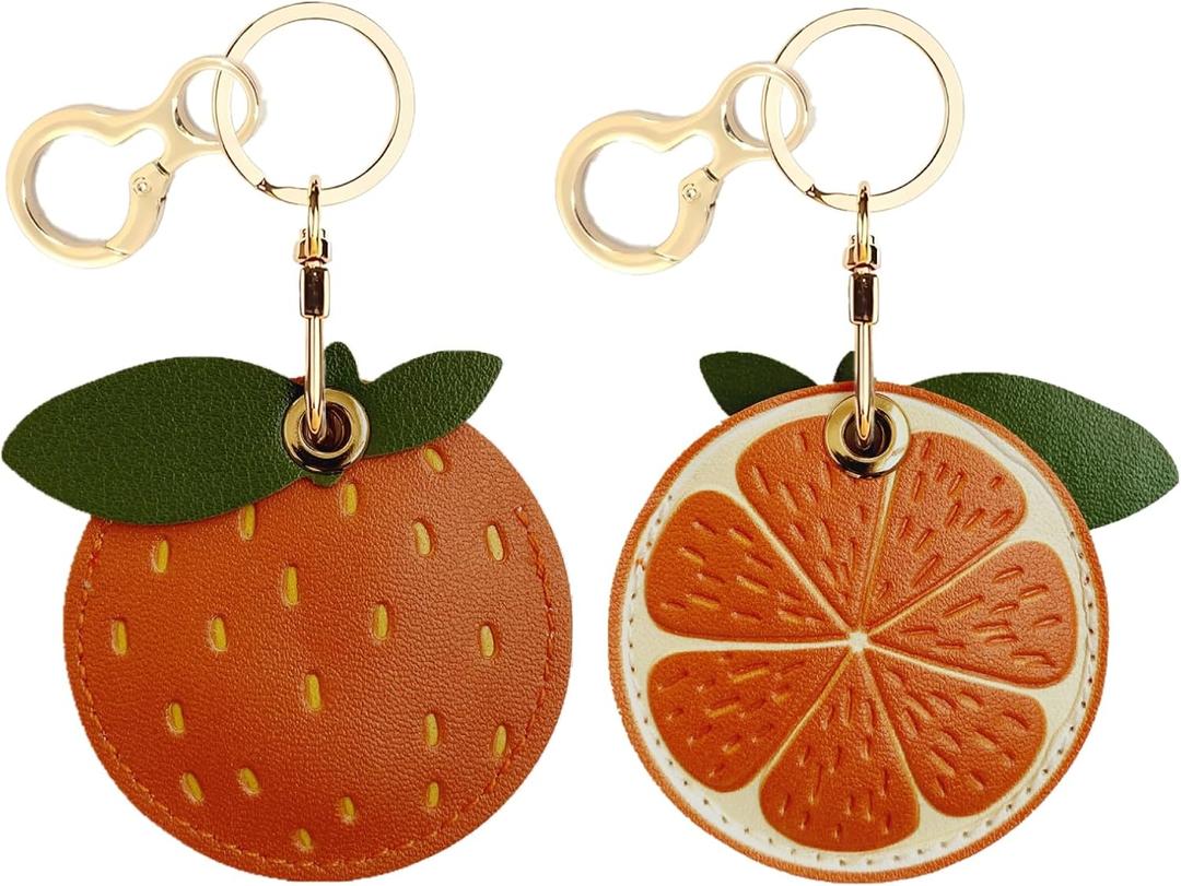 Leather Keychain Holder Case Compatible with AirTag, Cute air tag Cover with Keychain Ring, GPS Tracker Case for Keys