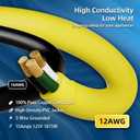 12 Gauge Outdoor Extension Cord 25 FT Waterproof, 3 Prong Plug, SJTW Heavy Duty 15A 1875W, Yellow Extension Cable with Lighted end for Commercial Use and Major Appliances, ETL Listed