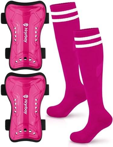 Hryrbay Kids Soccer Shin Guards and Socks Toddler Soccer Shin Pads Protective Defender Gear for Boys Girls Ages 3-15 Great for Training, Matches, Inspired by The World Cup, Small