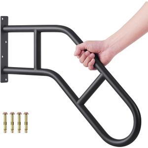 Hand Rails for Outdoor Steps & Elderly (Max 800LBS),U-Shape Wall Mount Stair Railing, Porch, Deck & Garden Grab Bar, Safety Handle for Garage, 1 Pack (Black)