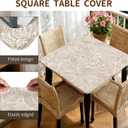 Square Fitted Tablecloth with Elastic Edge Design Table Cover Waterproof Stain-Resistant Wipeable Table Cloth for Kitchen Dining Picnic Patio Outdoor Party Flower 60x60 Inch