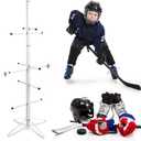 QWORK Professional Metal Sports Gear Drying Rack, 5522 Inches, Includes Hanging Clips and Wrist Band, Ideal for Hockey, Football, Lacrosse Equipment