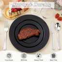 BESTSTAR 200PCS Black Plastic Plates Set, 100 10.25 inch Dinner Plates and 100 7.5 inch Dessert Plates, Premium Disposable Plates for Party, Wedding