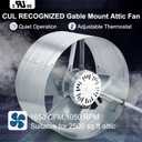 Criditpid 15" Gable Mount Vent Attic Fan, Exhaust Ventilation Fan with Adjustable Thermostat for Gable, Home, Shed, Garage, Portable Building, 3.4A, 1650CFM, 1075RPM, 2500 Sq.Ft Coverage Area.