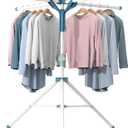 JAUREE Tripod Clothes Drying Rack Folding Indoor, Portable Drying Rack Clothing and Height-Adjustable, Space Saving Laundry Drying Rack with 20 Clips (51")