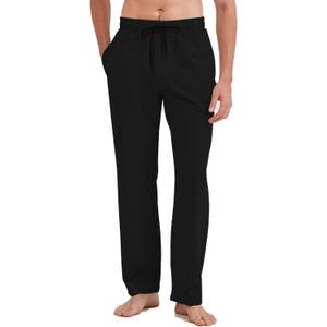 Idtswch Long Inseam Mens Tall Sweatpants Open Bottom Joggers Athletic Yoga Pants with Pockets, Tall(34"inseam), Medium, Black