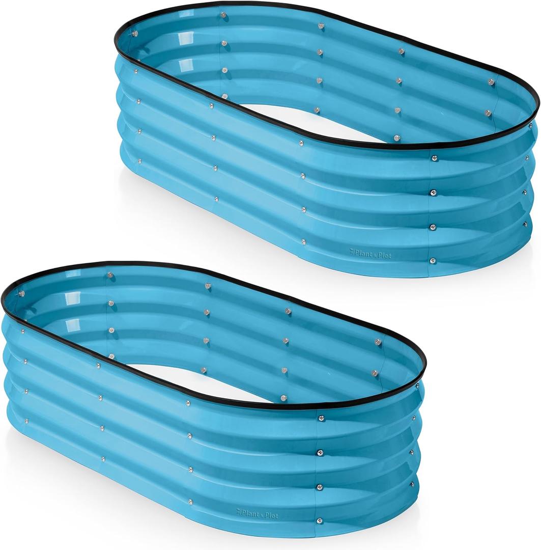 Galvanized Raised Garden Beds Outdoor // 421 ft (2-Pack) Planter Raised Beds for Gardening, Vegetables, Flowers (Teal) // Large Metal Garden Box