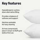 Amazon Basics Square Hypoallergenic Down Alternative Pillow Insert, Machine Washable, Softness and Support, 20 inch, 2-Pack