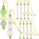 Dunzoom 8 Pcs Beadable Bookmarks DIY Metal Blank Bar Bookmark for Beads Modern Beaded Craft Jewelry Pendant Charm Gift for Book Lovers Student Teacher Office Supplies (Gold)